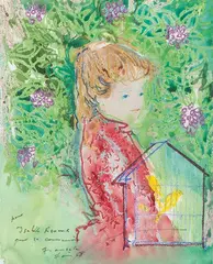 Niña con canario by Emilio Grau Sala, 1968, Acuarela sobre papel, sold Mar 2026