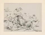 Bravura y poder de los toros by Roberto Domingo Y Fallola, Dibujo a lápiz y tinta, sold Feb 2026