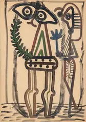 Figura by Benjamín Palencia, 1930, Gouache sobre papel, sold Jul 2024