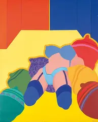 Ella me ofrece su cintura astral by Eduardo Úrculo, 1971, Acrílico sobre tela, sold Jul 2024