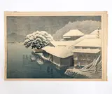Snow scene by Kawasi Hasui, Color woodblock, sold Jun 2023