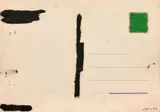 CARTE POSTALE RECTO-VERSO CAVIARDEE by Pierre Buraglio, 1989, Gouache et feutre sur cartes postales collées (double face), sold Mar 2021