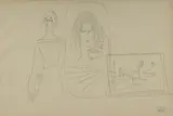 FEMME - Circa 1962-65 by Syed Sadequain, Crayon et encre de Chine sur papier, sold Mar 2021