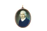 Portrait miniature of a Gentleman in a blue coat with white stock by Charles Robertson, watercolour, offered Oct 2017