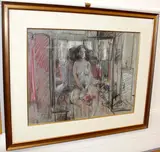 Seated nude by Thomas John Coates, pastel, offered Sep 2011