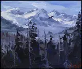 Sketch for Where Eagles Soar by Daniel Izzard, 1996, oil on board, sold May 2014