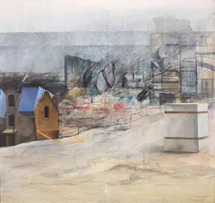 Quer durch die Stadt by Peter Ackermann, 1972, Mischtechnik auf Leinwand, sold Jun 2013