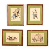Four Shanghai Caricatures by Fred Fredden Goldberg, Watercolor on paper, sold Jan 2018