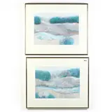Lowland Vista I and II by Mary Goslen, Mixed media on paper, sold Jan 2018