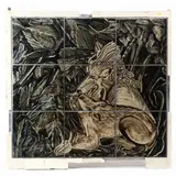 Persian Lions by Tom Spleth, A suite of nine glazed ceramic tiles mounted within a steel and drywall armature, sold Jan 2018