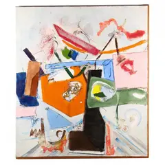 Untitled by Richard Jemison, Oil and collage on canvas, sold Oct 2017