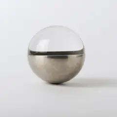Kinetisches Handobjekt by Friedrich Becker, 1993, Durch Ungleichgewicht wird die Rotation ausgelöst (Ein ovales Hologramm wandert auf der Spiegelfläche im Inneren der Kug, sold Dec 2017