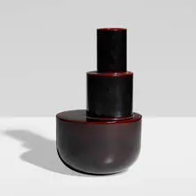 Flower vase from the Urushi/Wrappa series by Philippe Nigro, 2017, lacquered wood, sold Dec 2021