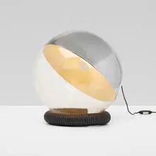 Rare table lamp, model 598 by Gino Sarfatti, 1965, nickel-plated brass, glass, molded plastic, sold Dec 2021