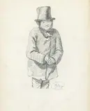 Personaje by Francisco Ortego, 1881, Dibujo a lápiz sobre papel, sold Oct 2022