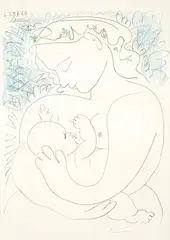 Grande Maternité by Pablo Picasso, 1963, Litografía sobre papel Arches con filigrana, sold Oct 2022