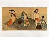 The abalone divers by Kitagawa Utamaro, Woodblock triptych, sold Jun 2023
