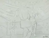 Etude pour le combat de boxe de Primo Carnera à l'Albert-Hall de Londres en 1930 by Raoul Dufy, 1930, Crayon sur papier, sold Mar 2021