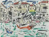 Port de pêche, Saint-Jean-de-Luz by Gen Paul, 1970, Gouache sur papier, sold Mar 2021