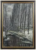Le canal, les peupliers by Bernard Buffet, 1976, Huile sur toile, sold Mar 2021