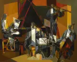 Le quatuor by Camille Hilaire, 1961, Huile sur toile, sold Mar 2021