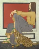 Hellé et le petit léopard by Philippe Henri Noyer, 1975, Acrylique sur toile, sold Mar 2021