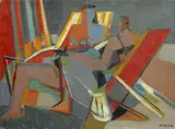 Femmes au transat by Camille Hilaire, Huile sur toile, sold Mar 2021