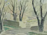 La barrière by Frederick Carl Frieseke, circa 1920, Aquarelle sur papier, sold Mar 2021
