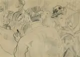 Scène de bar, café méridional by J. Pincas dit Pascin, 1924, Crayon sur papier, sold Mar 2021
