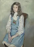 Jeune fille assise (Noia) by Mariano Andreu, 1918, Huile sur toile, sold Mar 2021