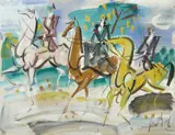 Trois cavaliers by Gen Paul, circa 1935, Gouache sur papier, sold Mar 2021