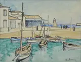 Le port by Gaston Balande, Aquarelle sur papier, sold Mar 2021