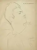 Portrait d'Edouard Dermit dit Doudou by Jean Cocteau, circa 1947, Crayon sur papier à lettre, sold Mar 2021