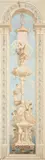 Projets de décor aux girandoles avec nymphes by François Fortuné Antoine Ferogio, Deux dessins au lavis brun et aquarelle,, sold Feb 2021