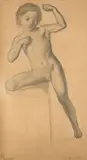 Etude de jeune garçon nu by Christian Griepenkerl, Crayon et rehaut de blanc, sold Feb 2021
