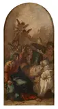 La mort de saint Joseph by Francesco Fontebasso, Huile sur toile, de forme cintrée en partie supérieure, sold Feb 2021