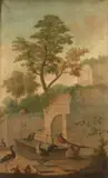Oiseaux d'ornement et de basse-cour près d'une fontaine by Aert Schouman, Huile sur toile, sold Feb 2021