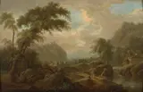 Paysage rhénan animé de cavaliers by Christian Georg Schütz, Huile sur panneau, sold Feb 2021