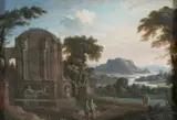 Paysage classique animé de figures by Pierre-Antoine Patel, Gouache sur vélin tendu sur panneau,, sold Feb 2021