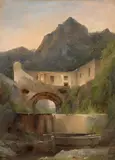 Vue d'Amalfi, Italie by Jean-Charles-Joseph Rémond, Huile sur papier marouflé sur toile,, sold Feb 2021
