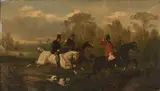 Le saut du fossé, scène de chasse à courre by John Lewis Brown, Huile sur panneau,, sold Feb 2021