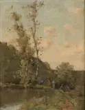 L'étang du Moulin by Paul Désiré Trouillebert, Huile sur toile (Toile d'origine),, sold Feb 2021