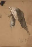Etude d'homme penché by Michel-Martin Drolling, Crayon noir, estompe et rehauts de blanc sur papier beige, sold Sep 2021