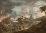 Armée chrétienne repoussant un débarquement ottoman by Jan Peeters, Huile sur toile, sold Sep 2021