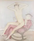 Le rocking-chair by Pierre Klossowski, 1982, Crayons de couleur sur papier, sold Jun 2021