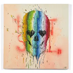 Heart Skull by Brusk, 2016, Peinture aérosol et acrylique sur toile, sold Jul 2021