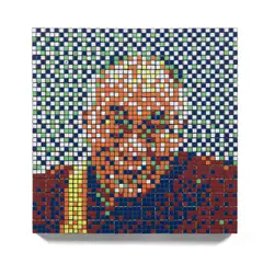 Rubik Dalai-lama by Invader, 2008, Assemblage de 225 Rubik's Cubes sur plexiglas, sold Jul 2021