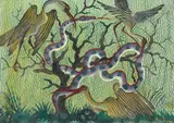 Le combat, 1959 by Sylvestre Kaballa, Huile sur toile marouflée sur panneau d'Isorel, sold Mar 2021