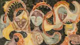 Personnages de rêve, 1991 by Diatta Seck, Huile sur toile, sold Jun 2021