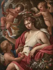 Muse couronnée by Filippo Lauri, Huile sur cuivre, sold Nov 2021